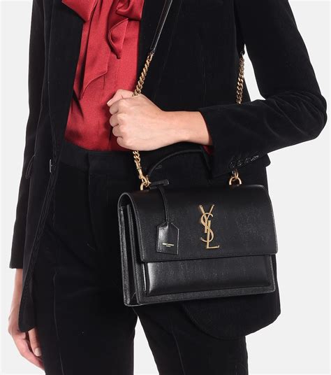 ysl sunset medium bag grain leather|medium sunset leather shoulder bag.